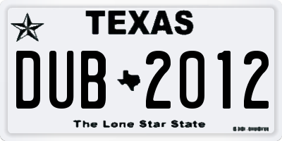 TX license plate DUB2012