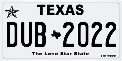 TX license plate DUB2022