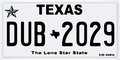 TX license plate DUB2029
