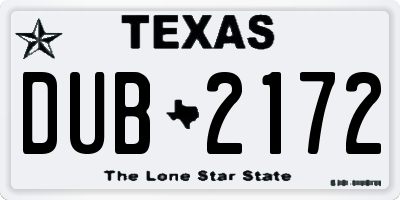TX license plate DUB2172