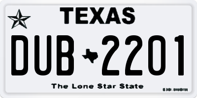 TX license plate DUB2201
