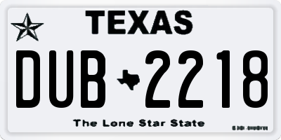 TX license plate DUB2218