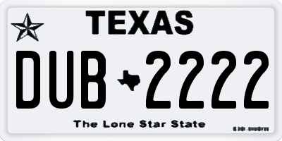 TX license plate DUB2222