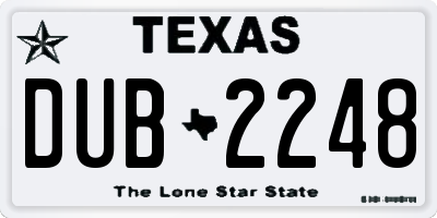 TX license plate DUB2248