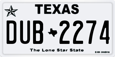 TX license plate DUB2274