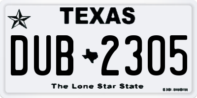 TX license plate DUB2305