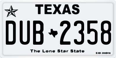 TX license plate DUB2358