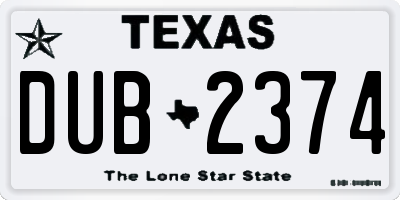 TX license plate DUB2374
