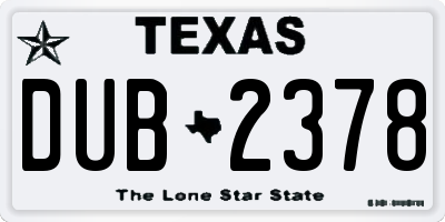 TX license plate DUB2378