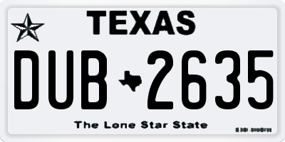 TX license plate DUB2635