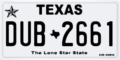 TX license plate DUB2661