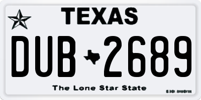 TX license plate DUB2689