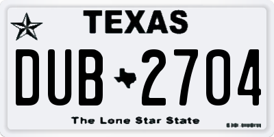 TX license plate DUB2704