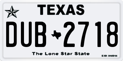 TX license plate DUB2718
