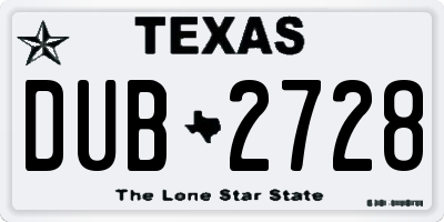 TX license plate DUB2728