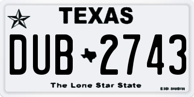 TX license plate DUB2743