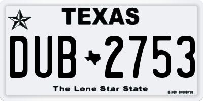 TX license plate DUB2753