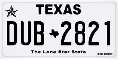 TX license plate DUB2821