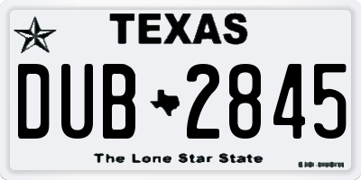 TX license plate DUB2845