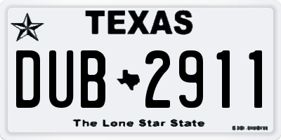 TX license plate DUB2911