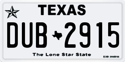 TX license plate DUB2915