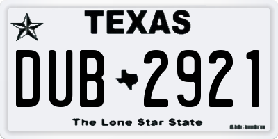 TX license plate DUB2921