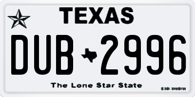 TX license plate DUB2996