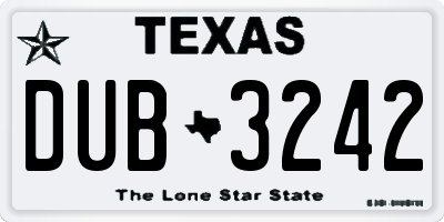 TX license plate DUB3242