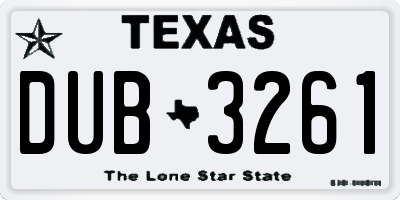 TX license plate DUB3261