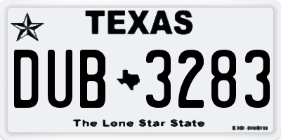 TX license plate DUB3283
