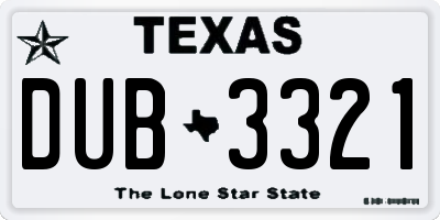 TX license plate DUB3321