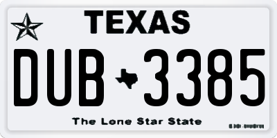 TX license plate DUB3385