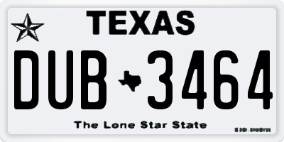 TX license plate DUB3464