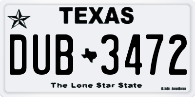 TX license plate DUB3472