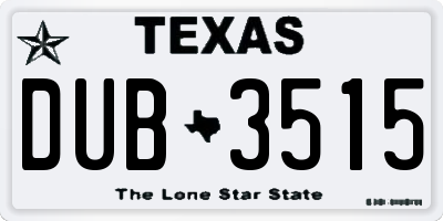 TX license plate DUB3515