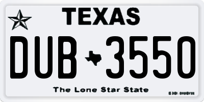 TX license plate DUB3550