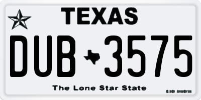 TX license plate DUB3575