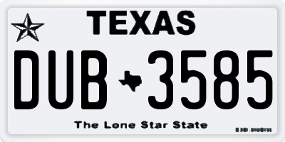 TX license plate DUB3585
