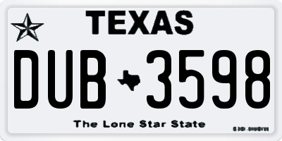 TX license plate DUB3598
