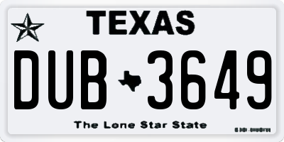 TX license plate DUB3649
