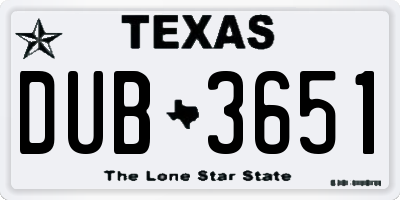 TX license plate DUB3651