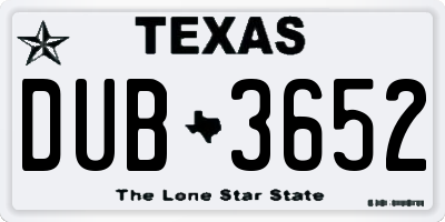 TX license plate DUB3652
