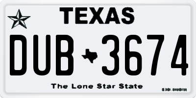 TX license plate DUB3674