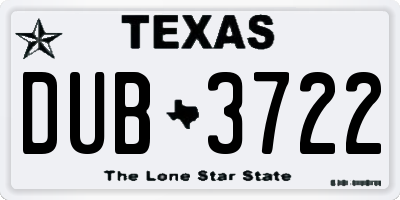 TX license plate DUB3722