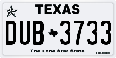 TX license plate DUB3733