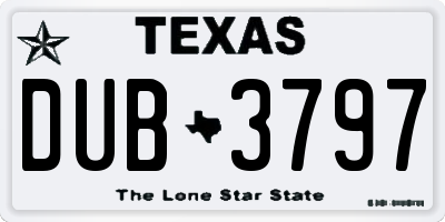 TX license plate DUB3797