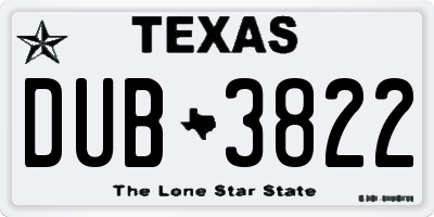 TX license plate DUB3822