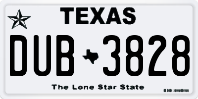 TX license plate DUB3828