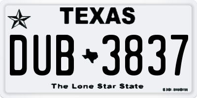 TX license plate DUB3837