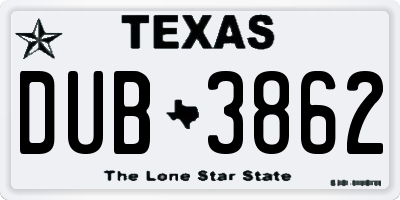 TX license plate DUB3862